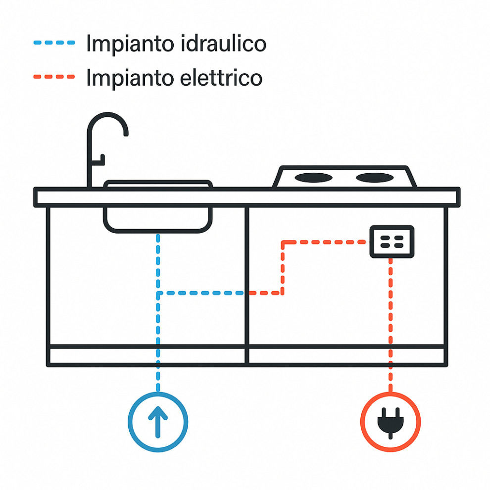 impianto idraulico ed elettrico cucina su misura