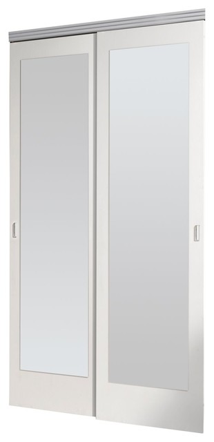 Mir Mel Mirror Solid Core Sliding Door Chrome Trim Contemporary Riggins Mirrored Sliding Closet Doors Primed