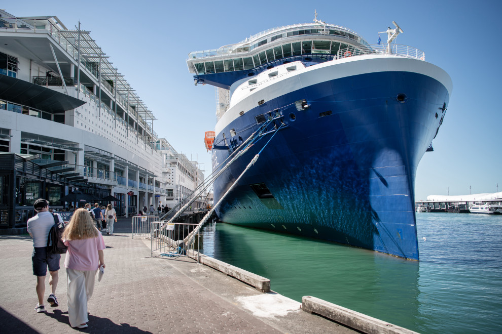 Celebrity Edge Cruise Ship in Auckland Harbour
