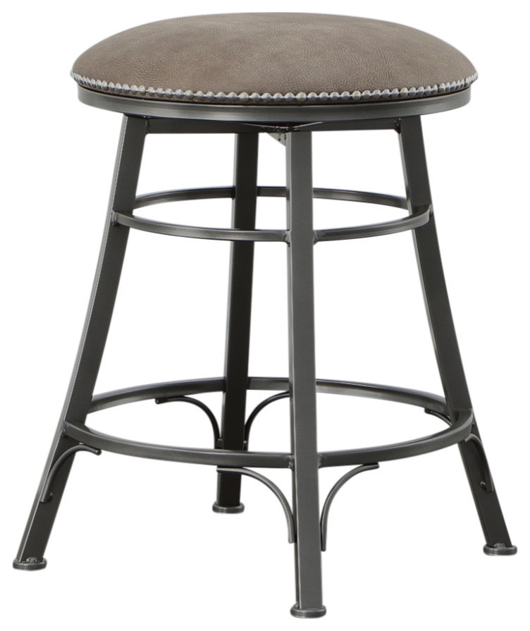 Bali Backless Swivel Bar Chair Grey, Counter Stool - Industrial - Bar ...