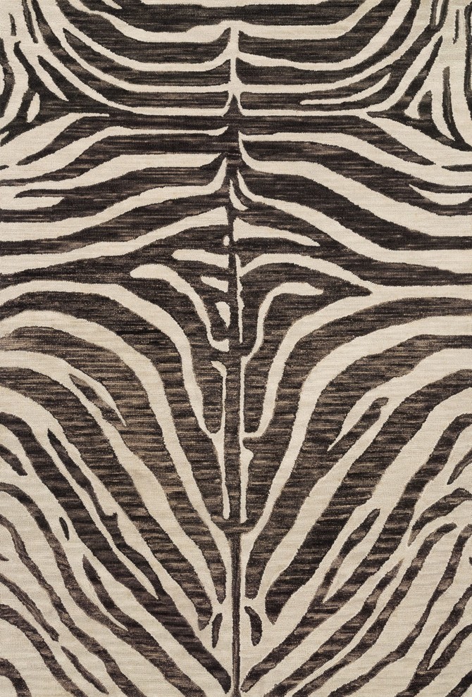 Wool Hooked Zebra Animal Print Masai MAS01 Area Rug by Loloi