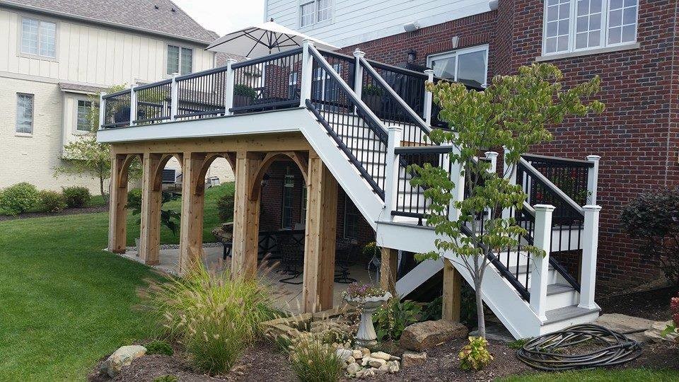 Mid-sized backyard balcony deck photo in Indianapolis