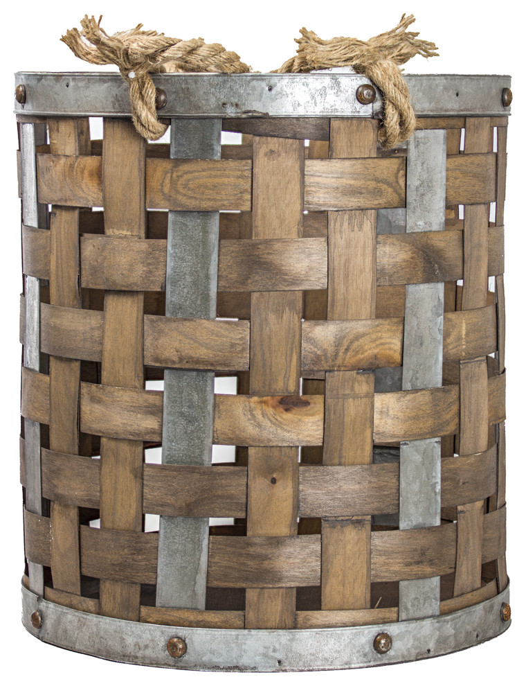 Bamboo/Metal Storage Basket, Small