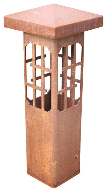Bollard light-Lantern-Decorative steel light fixture, 30"