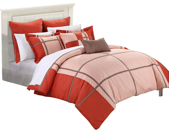 Regency Red & Pink 11 Piece Comforter Bed In A Bag Set Contemporary