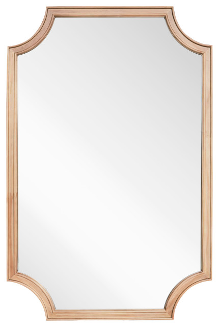 24" x 36" Full Scalloped Corners Arch Rectangle Wood Frame Wall Mirror ...