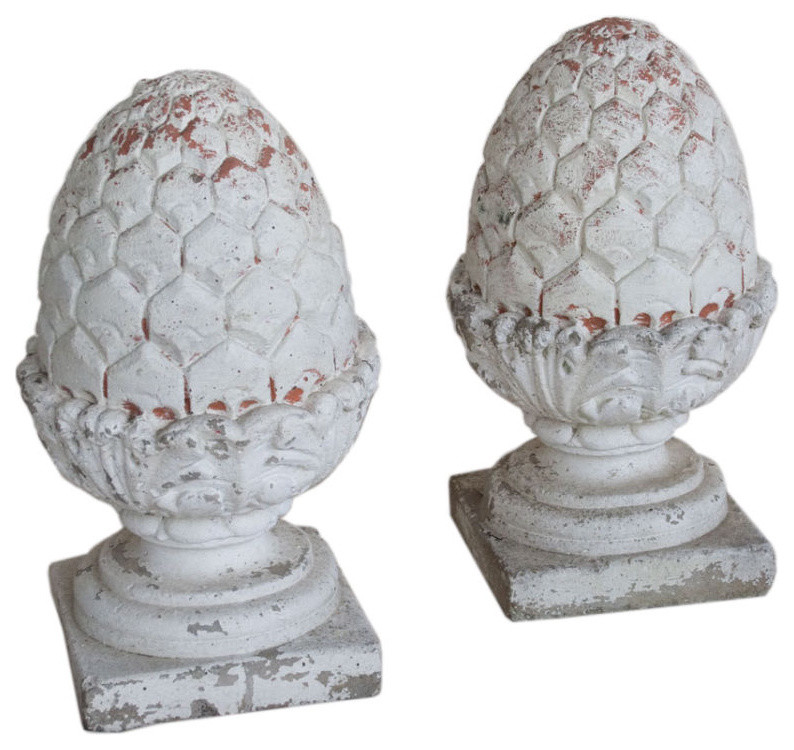 Pair of Vintage Composite Pineapple Finials