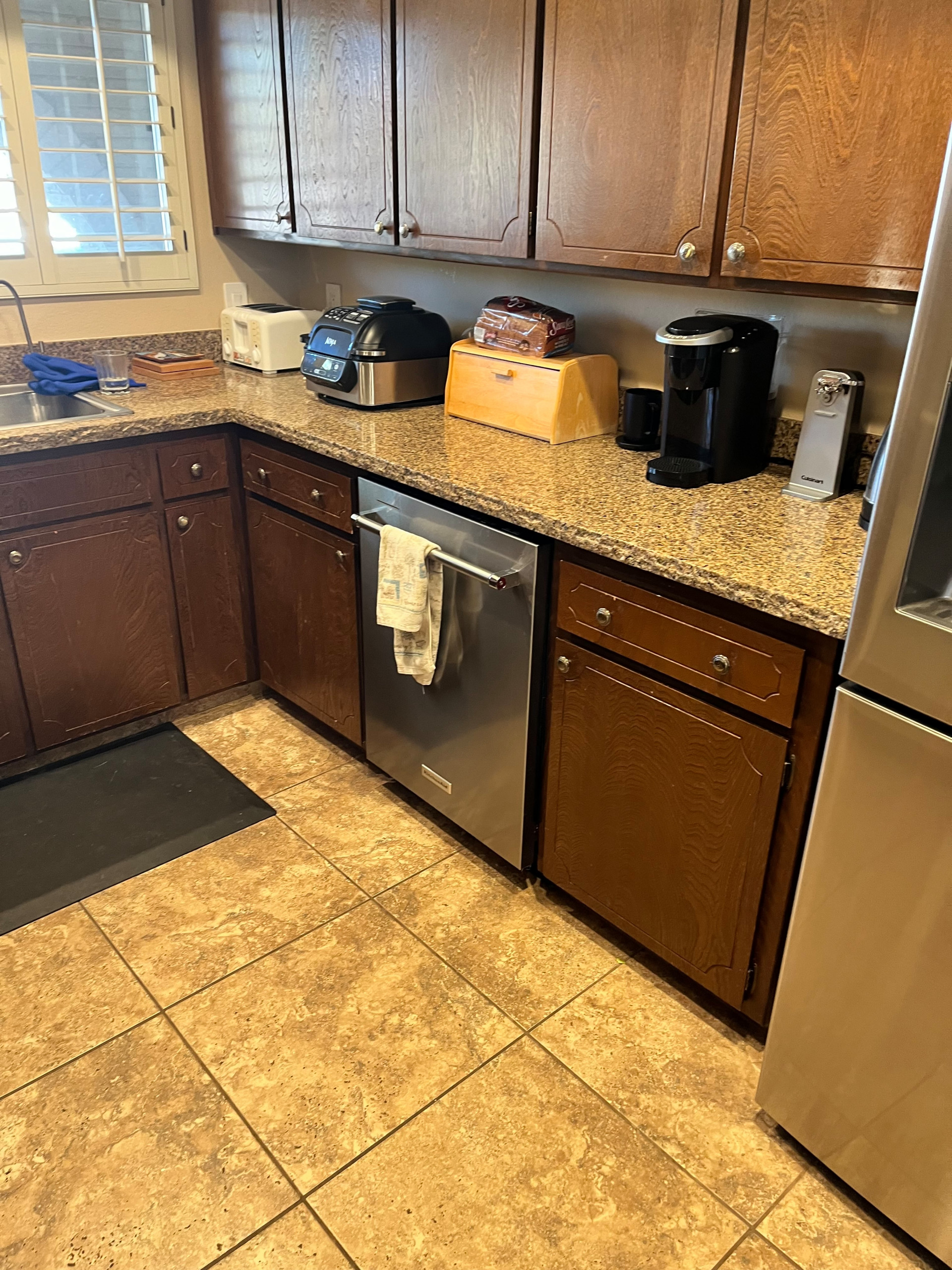 White Kitchen Reface with Custom Built In Dry Bar