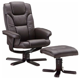 Modern Reclining Chair Footstool Upholstered Faux Leather With Armrest Modern Recliner Chairs By Decor Love Houzz Uk