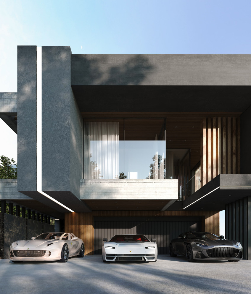 Design ideas for a contemporary garage in Other with four or more cars.