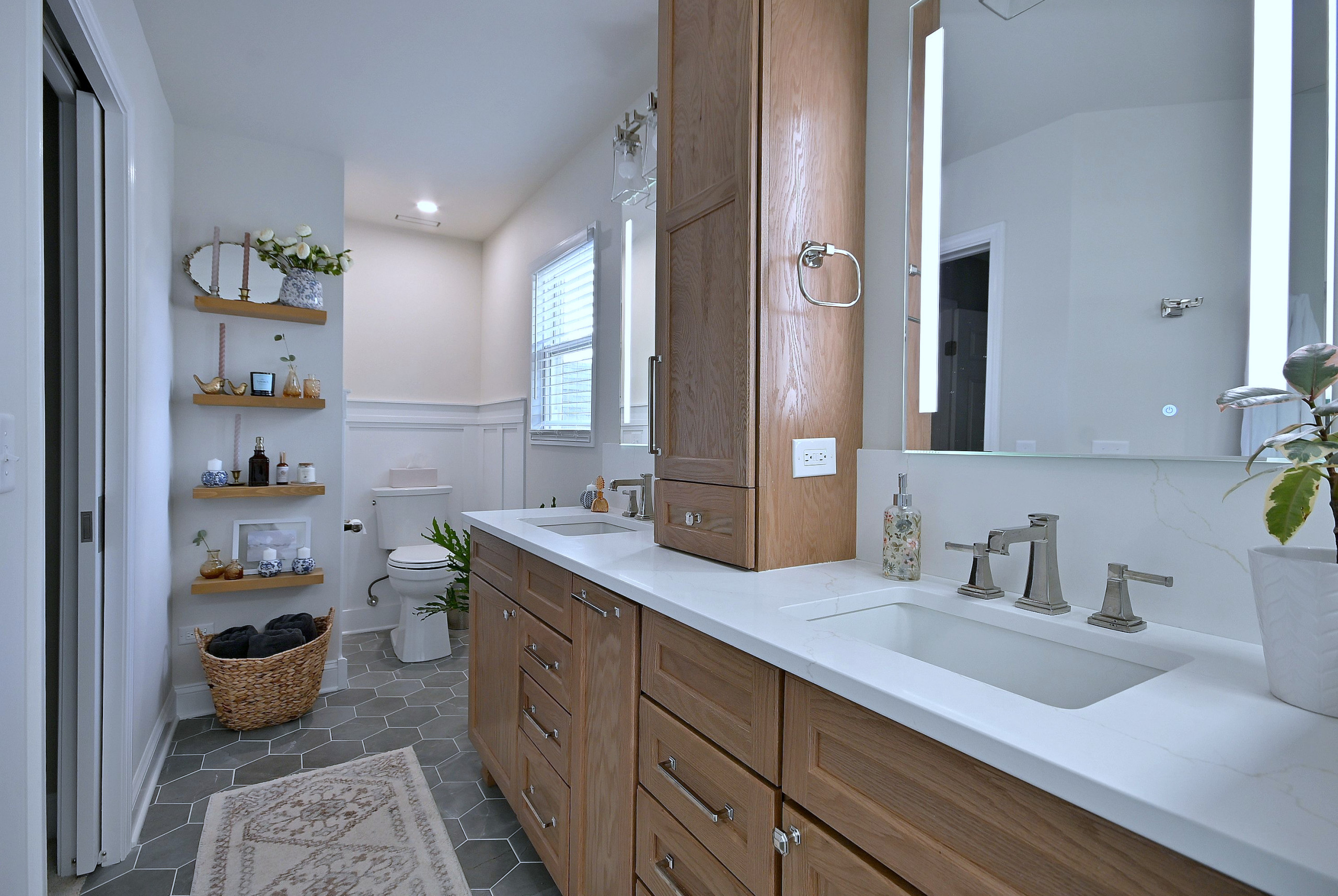 Bright Transitional Bathroom Remodel with Storage