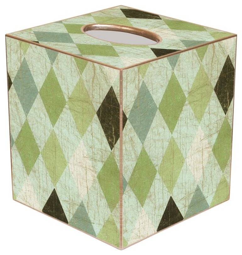 TB1232 Green Argyle Tissue Box Cover Traditional Tissue Box Holders