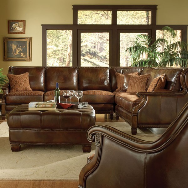 AICO Furniture - Windsor Court Leather 2 Piece Sectional Sofa with ...