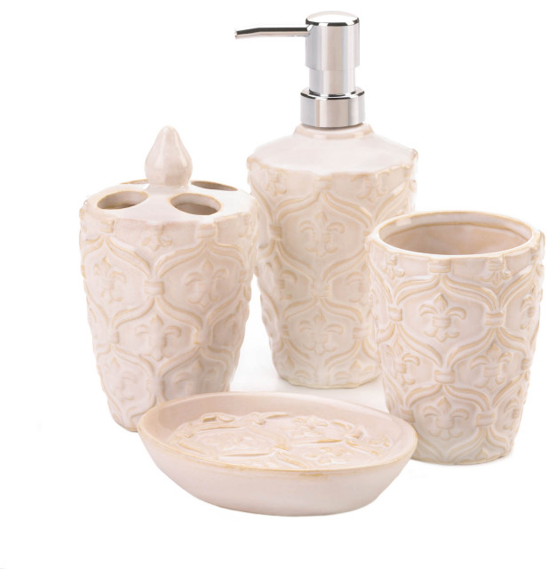 FleurDeLis Bath Accessory Set Farmhouse Bathroom Accessory Sets