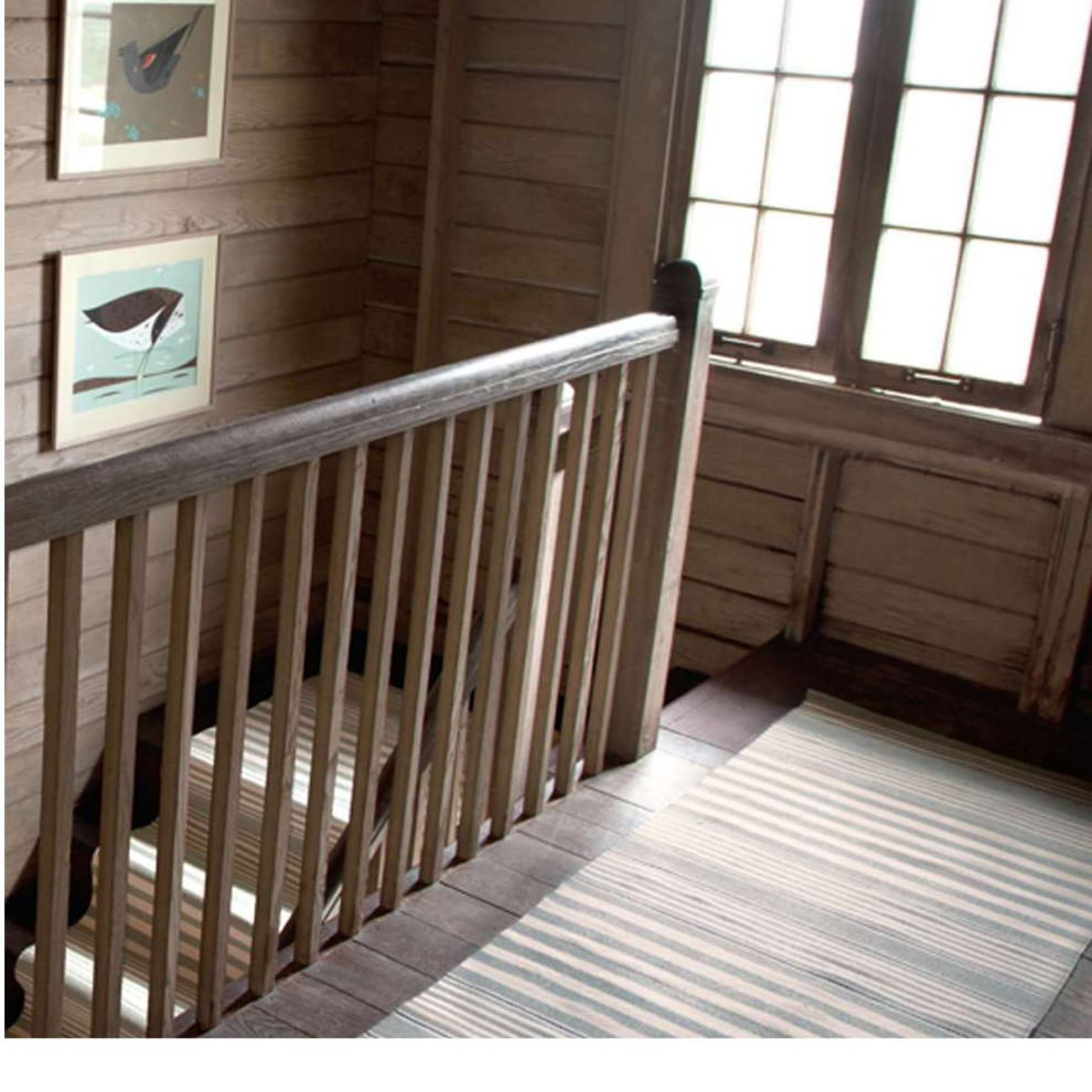 Rugby Stripe Light Blue Indoor/Outdoor Rug, 3'x5' Transitional