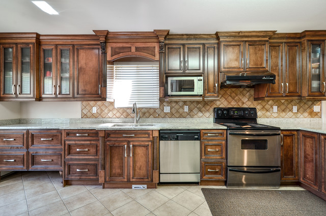 Contemporary kitchen with recessed-panel cabinets Vancouver - Modern ...