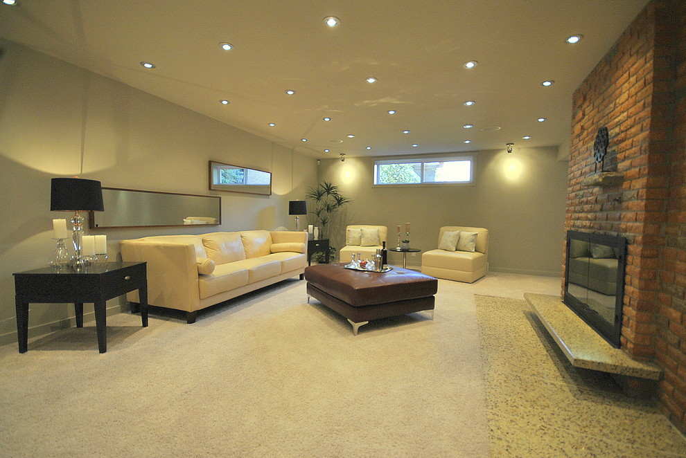 Photo of a contemporary family room in Edmonton.