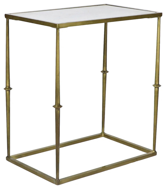 Matthew Izzo Home Glam Marble Top Side Table Contemporary Side
