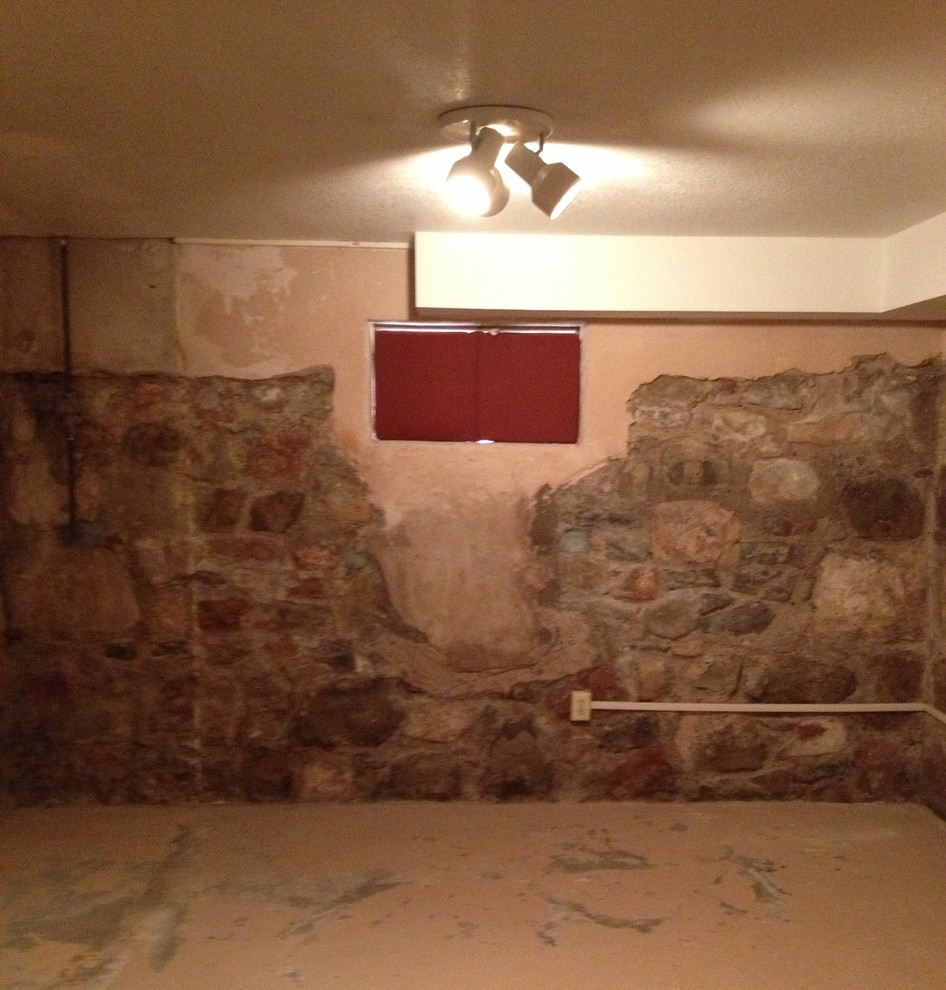 Sealing exposed rock in basement