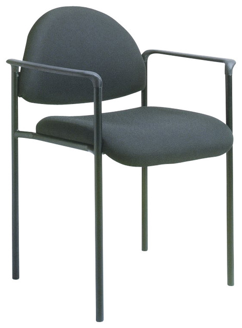 Boss Office Products Contemporary Style Stackable Chair with Arms-Black