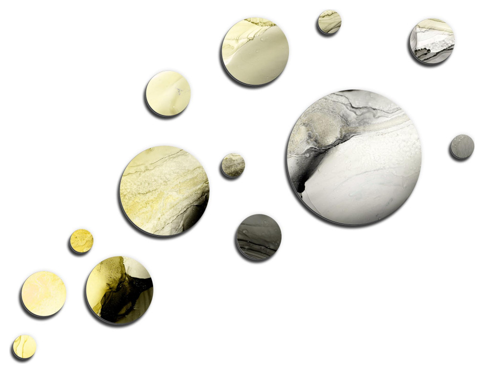 Circles Abstract Art 'Floating Gold' Modern Wall Decor Contemporary