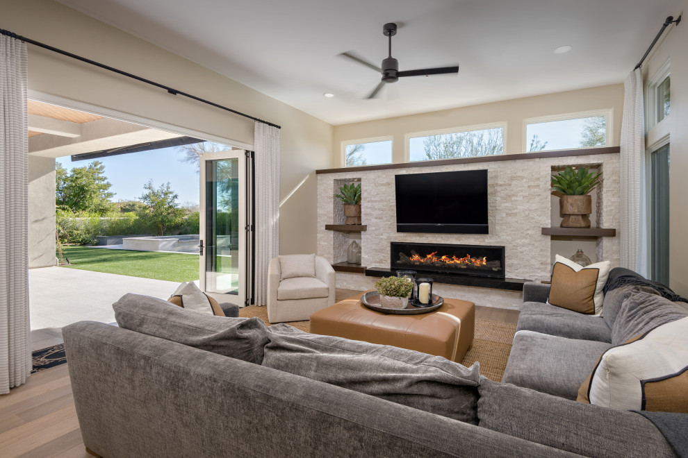 Transitional living room photo in Phoenix