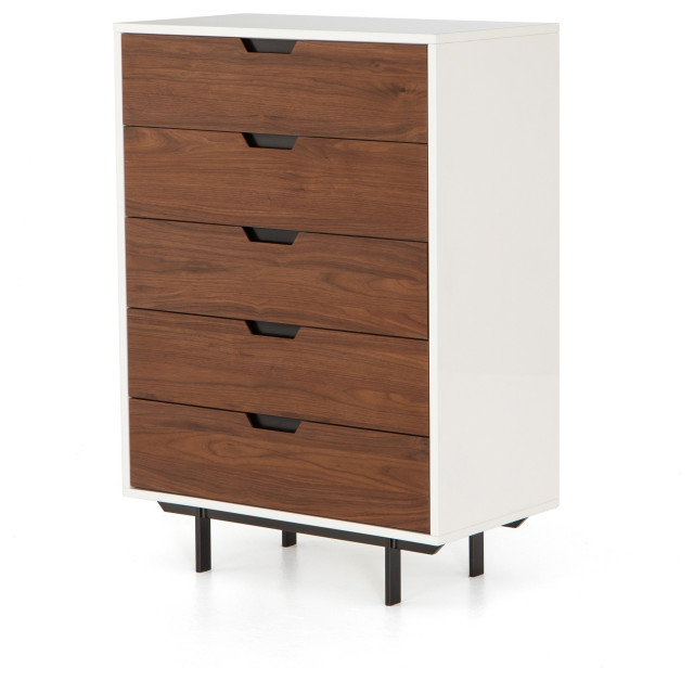 Nadine 5 Drawer Dresser White Contemporary Dressers By Basin