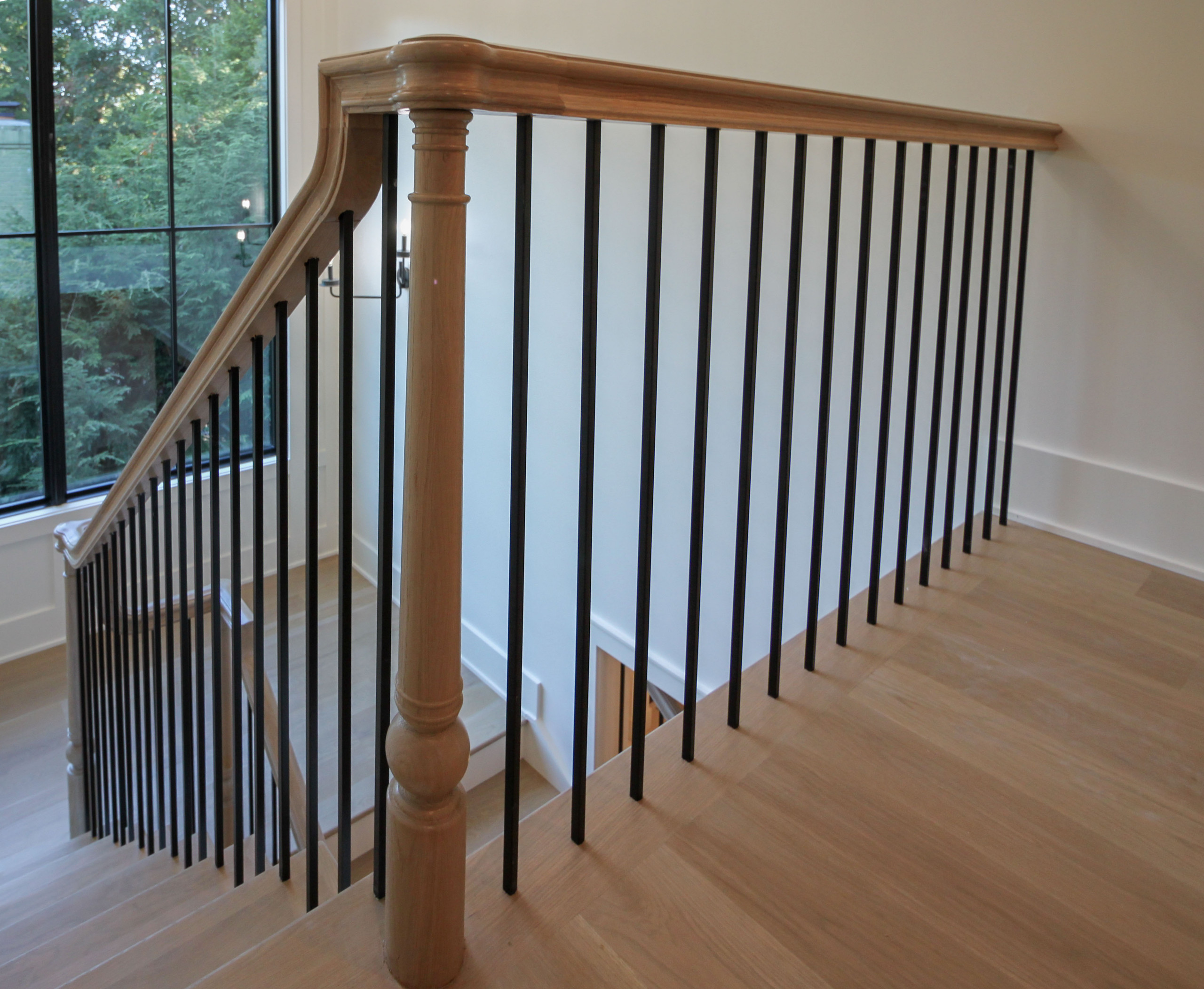 93_Captivating Light Wood Railing System with Black Spindles, Arlington VA 22207