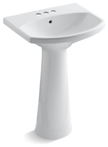 Kohler Cimarron Pedestal Bathroom Sink with 4" Centerset Faucet Holes, White