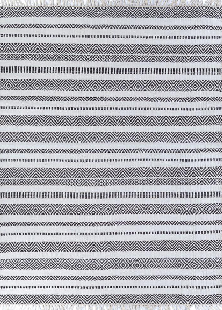 Couristan Inlet Lavalette 9362 and 0393 Striped Rug, Smoke, 8'0"x10'0"