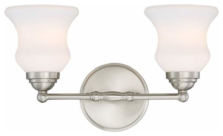 2-LITE VANITY LAMP, BRUSHED NICKEL/FROST GLASS, E27 A 100Wx2