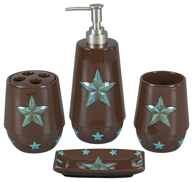 4 Piece Turquoise Star Bathroom Set Traditional 4 Piece Turquoise Star Bathroom Set Traditional Accessory Sets By Hiend Accents