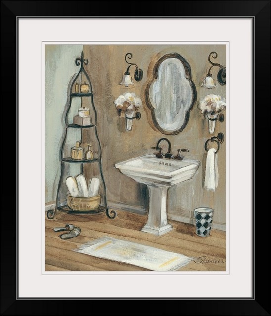 "French Bath I" Black Framed Art Print Contemporary Prints And