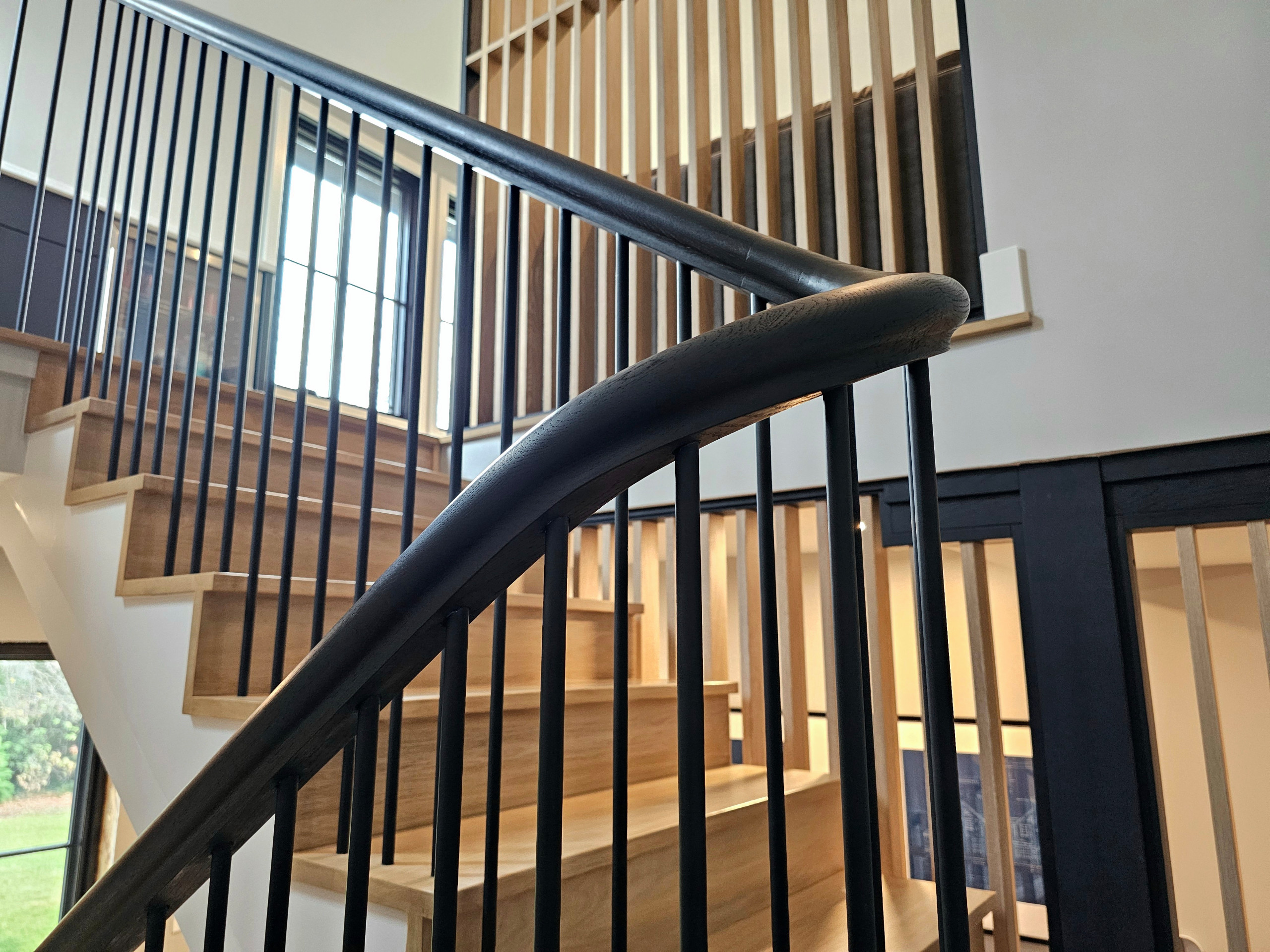 115_Stunning Continuous Rail System on 3 Story Floating Stairs; Arlington, VA 22