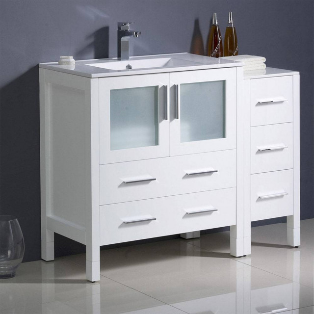 Fresca FCB62-3012WH-I Torino 42" White Cabinets With Tops and ...
