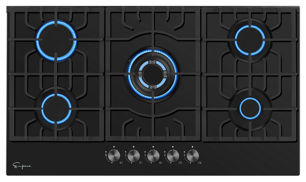 Empava 30" Gas Stove Cooktop 5  Burners NG/LPG Convertible in Tempered Glass