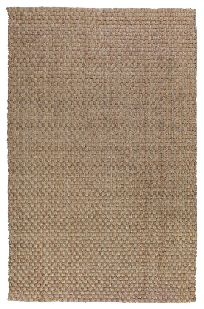 Classic Home Basket Weave Natural/Gray Rug, 8'x10' Beach Style Area