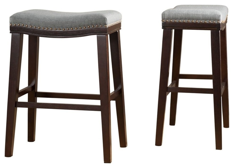 GDF Studio Cavalia Saddle Shaped Studded Rim Stool, Set of ...