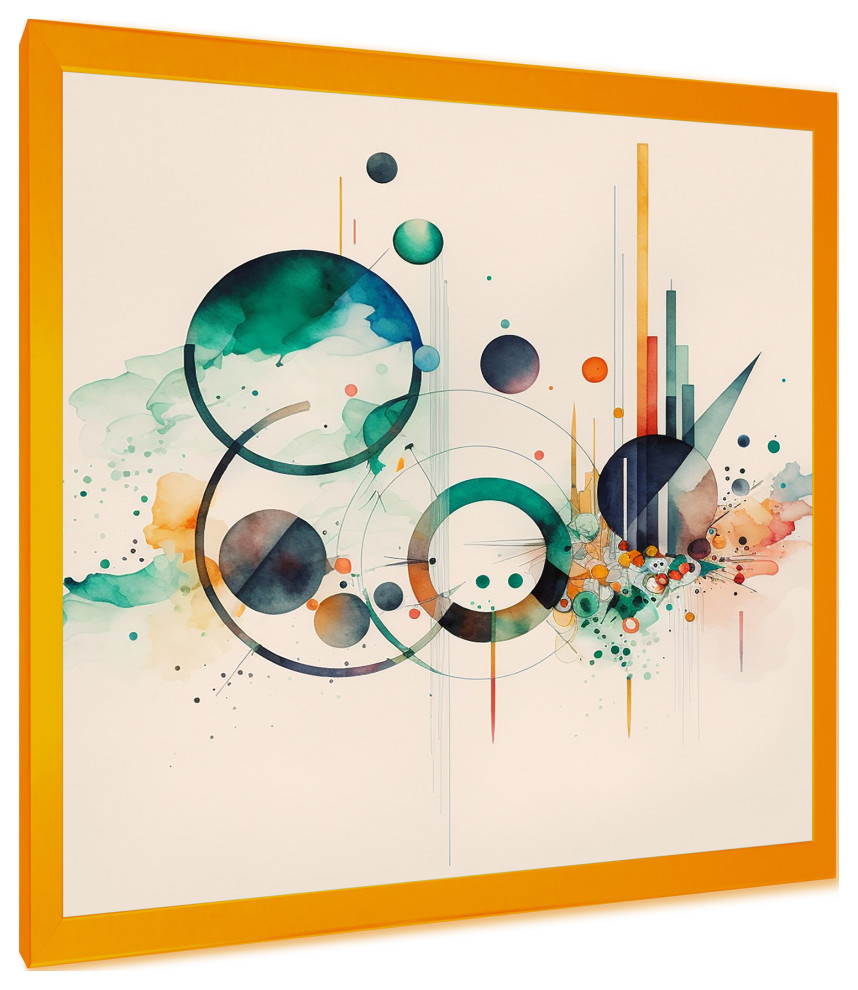 MultiColor Watercolor Geometric Art II Framed Print, 24x24