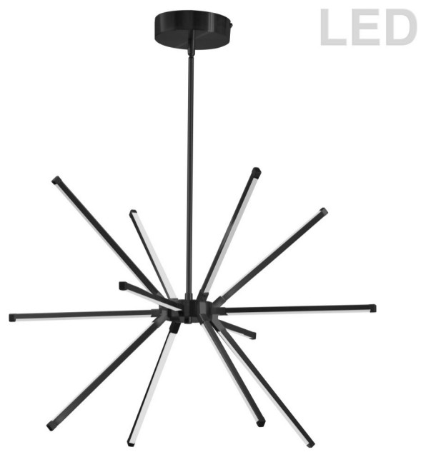 32W LED Chandelier With White Acrylic Diffuser, Matte Black