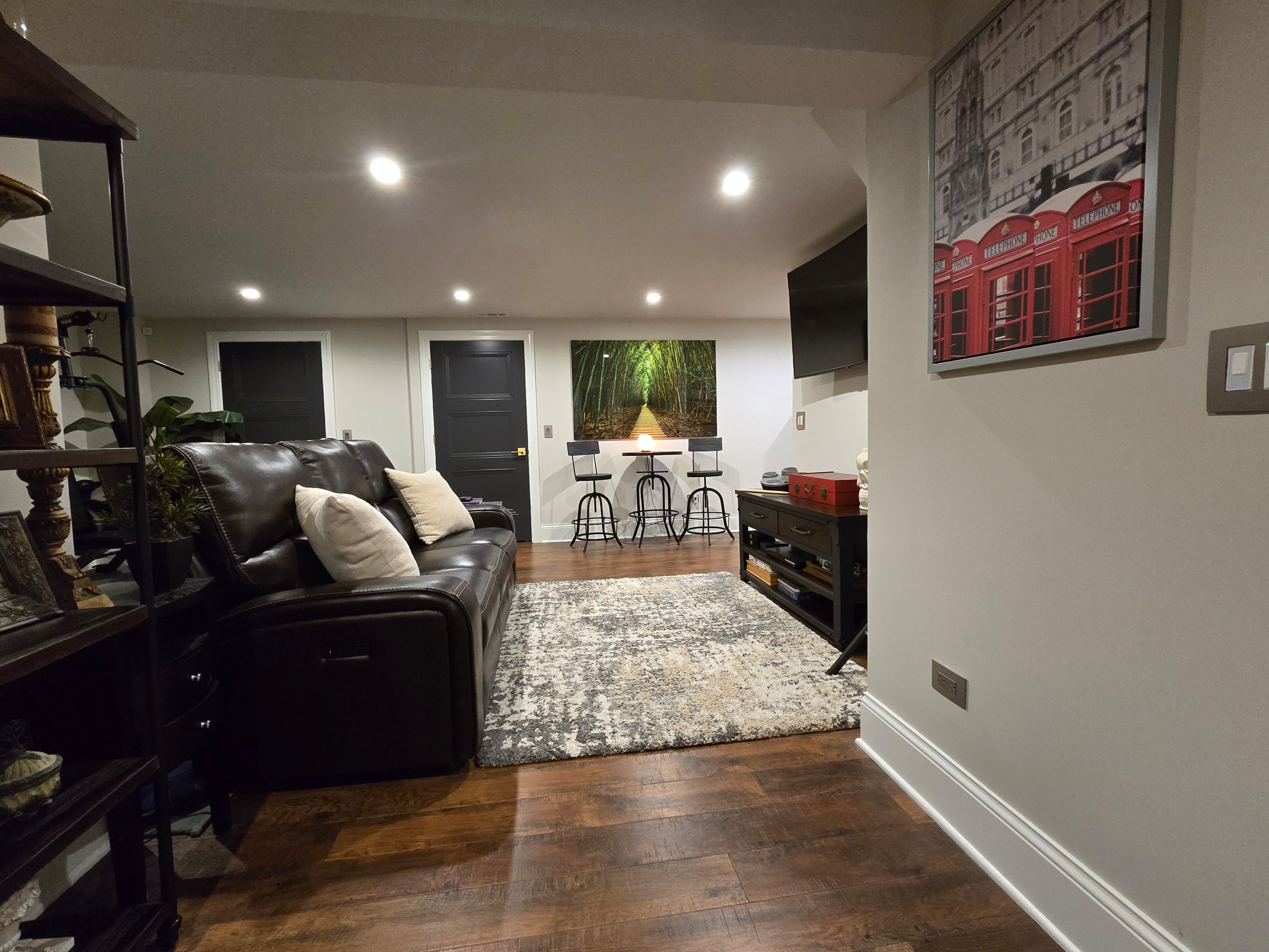 Full Basement renovation with exercise room, wine cellar, TV room and Sauna