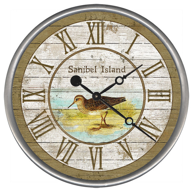 Sandpiper Round Vintage Clock, 23"