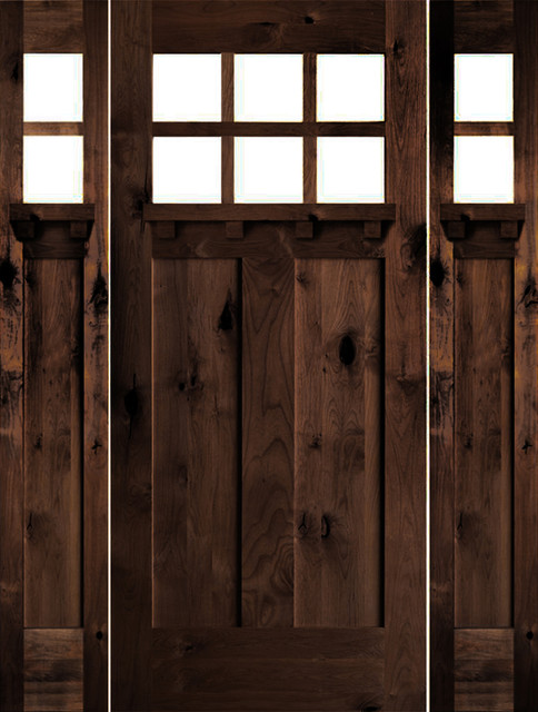 Knotty Alder Craftsman Door 2 Sidelites R Hand Stained