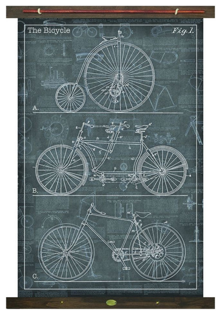 Vintage Blue Print of The Bicycle Wall Art