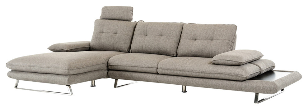 Divani Casa Porter Modern Gray Fabric Sectional Sofa