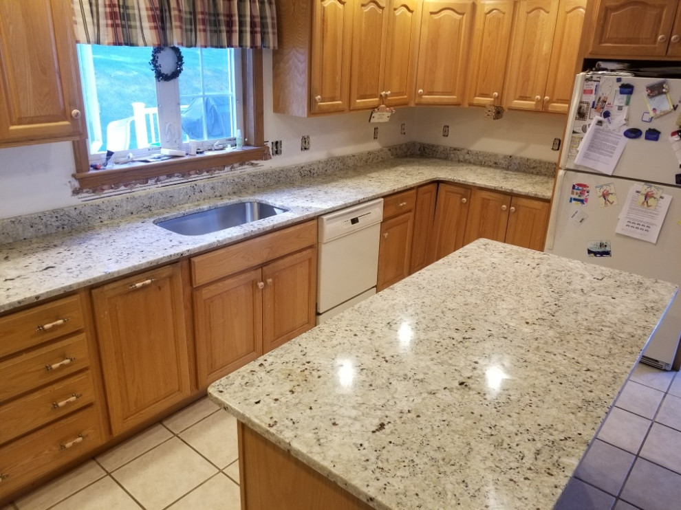 Snowfall Countertop Color Kitchen Countertop in Snowfall Granite - Traditional - Kitchen - Boston ...