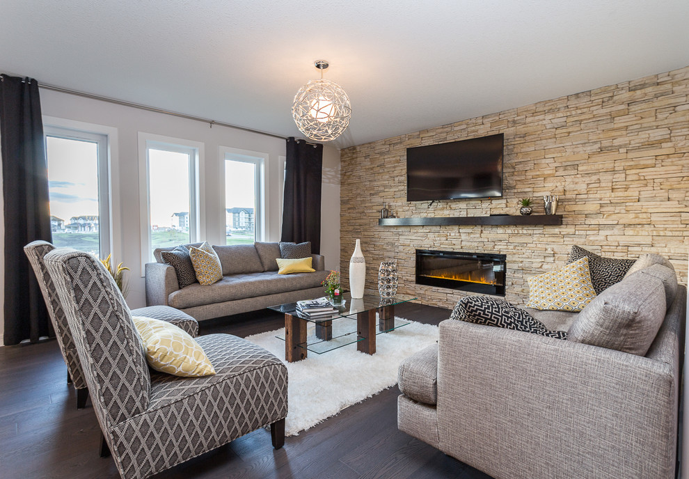 Transitional home design photo in Edmonton