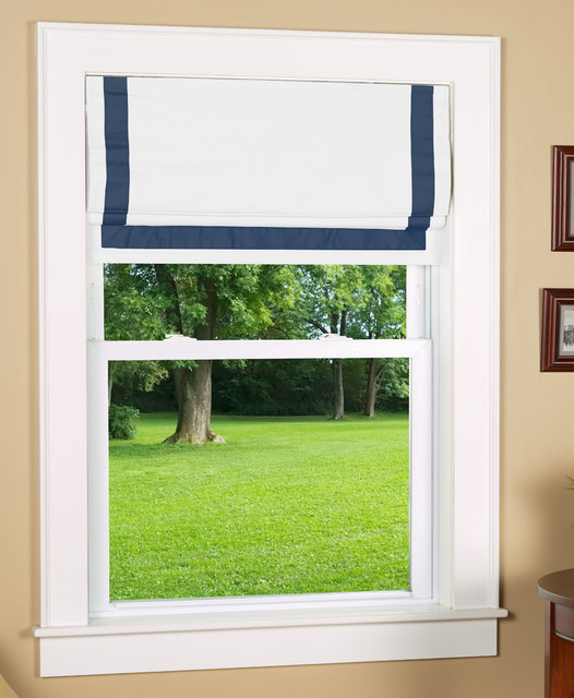 Slumbra ThermalBacked Roman Shade With Ribbon Border, 27"x63