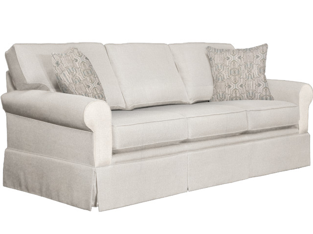 Amalia Skirted Sofa With Throw Pillows Natural Transitional Amalia Skirted Sofa With Throw Pillows Natural