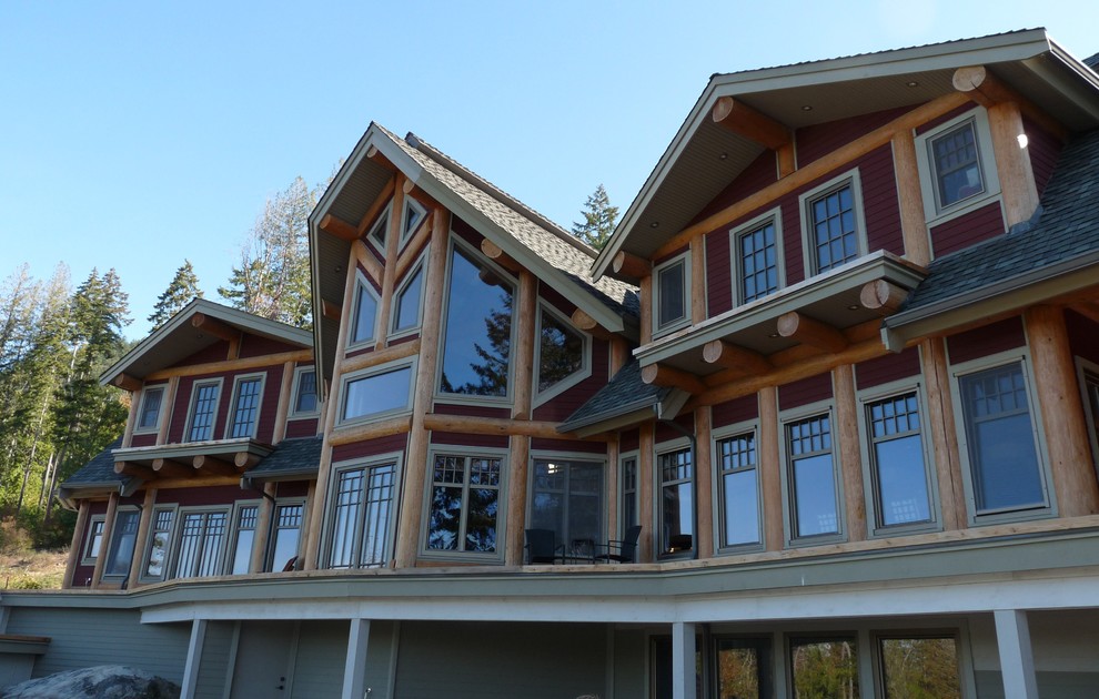 Country exterior in Vancouver with wood siding.